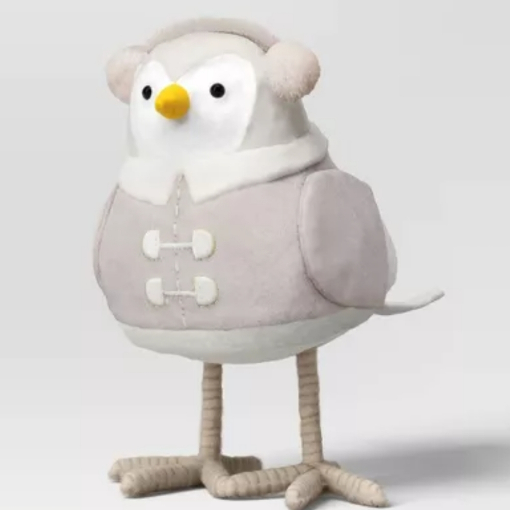 5.75" Featherly Friends Bird Christmas Figurine Wearing Gray Earmuffs - LOCH